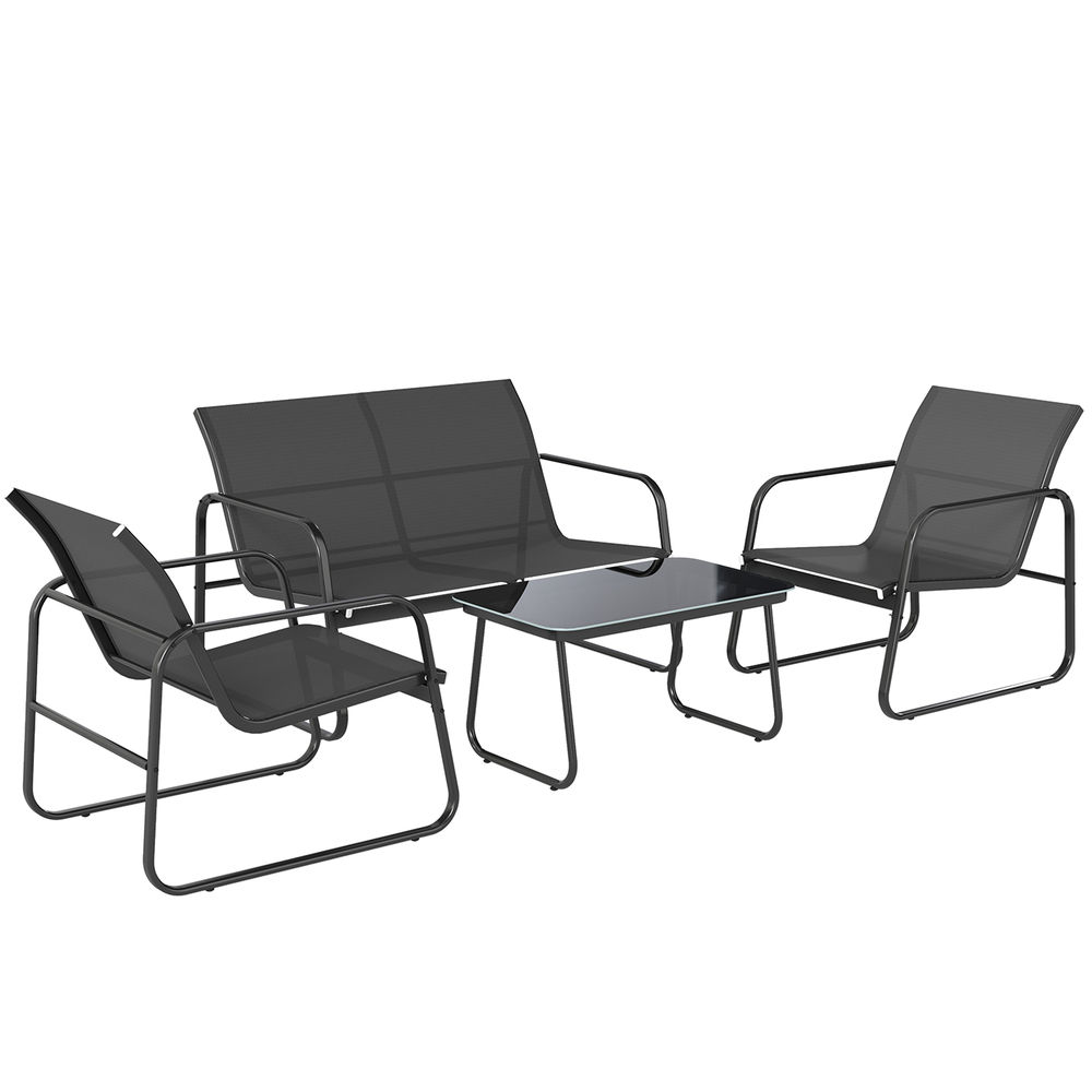 Muebles de jardín 112x73x74 cm acero, textilene color gris Outsunny