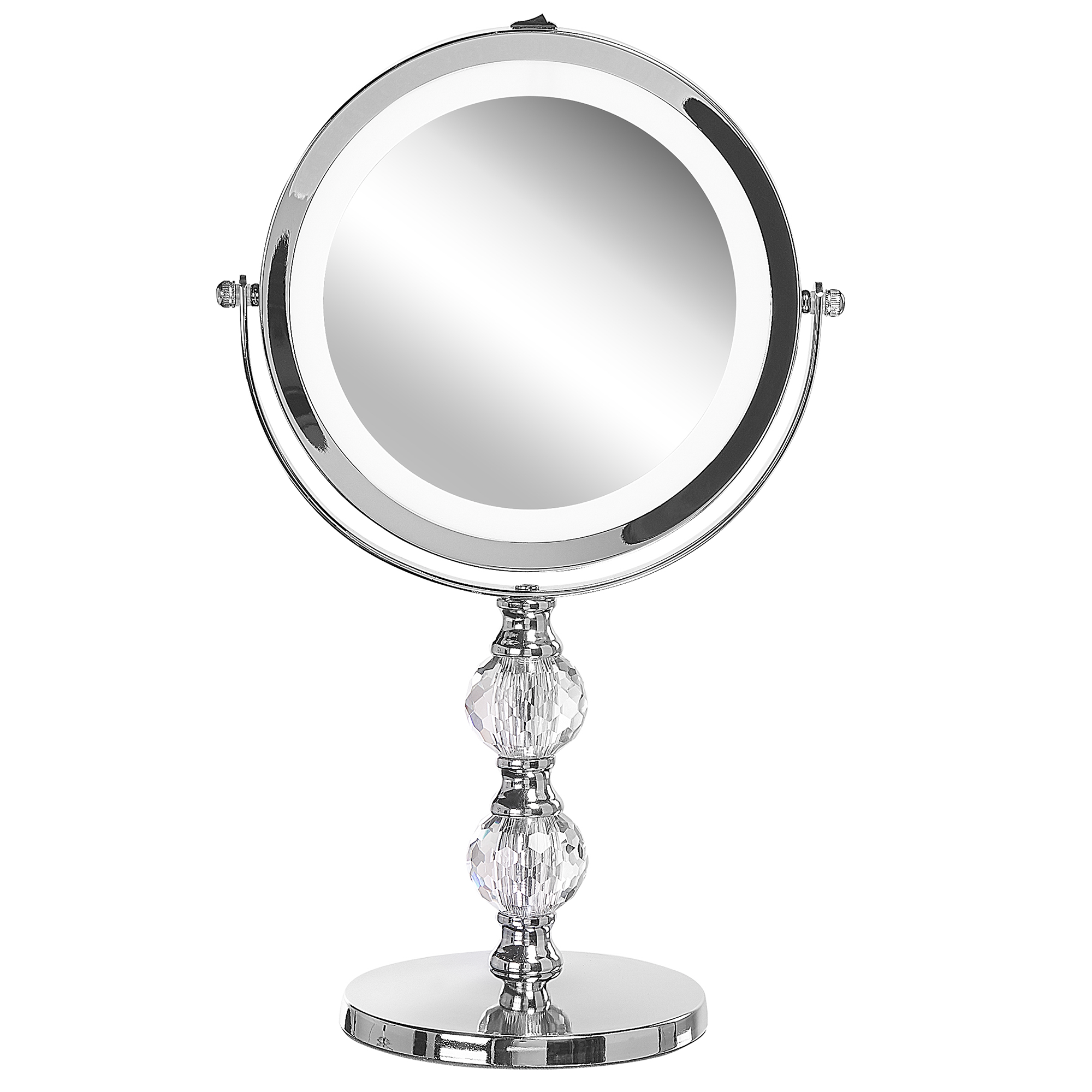 Espejo de maquillaje LED claira plateado