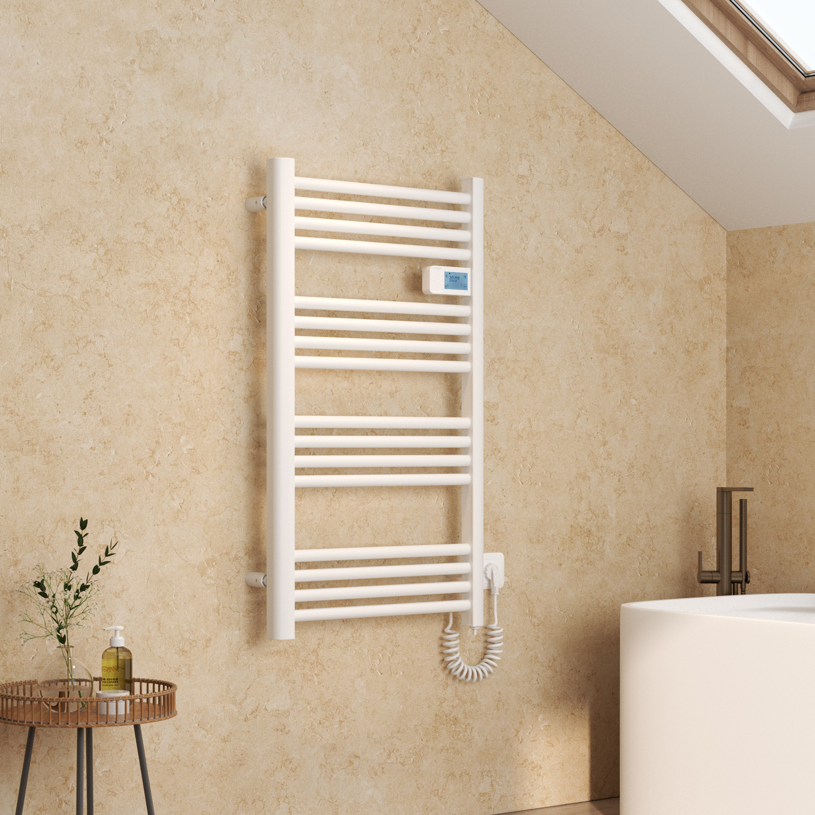 Emke toallero eléctrico aluminio 960x540 mm blanco 500 w control táctil
