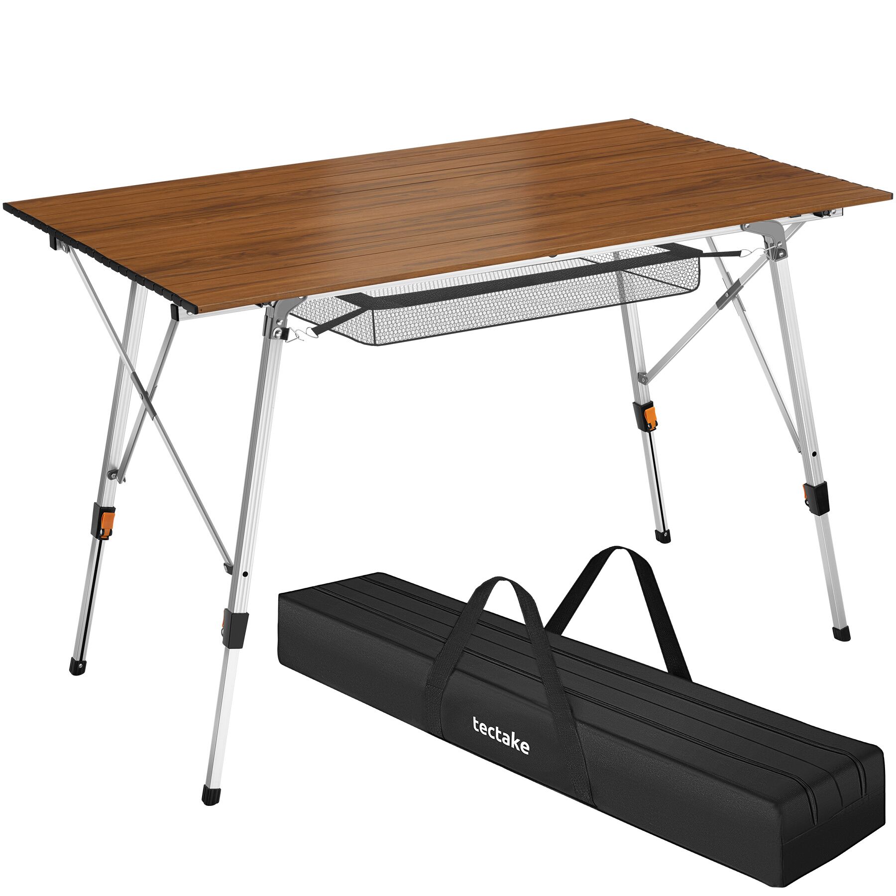 Tectake mesa plegable de aluminio, regulable en altura, aspecto de madera