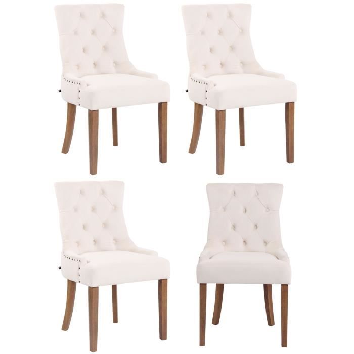 Sillas comedor tapizadas terciopelo crema - 4 ud.