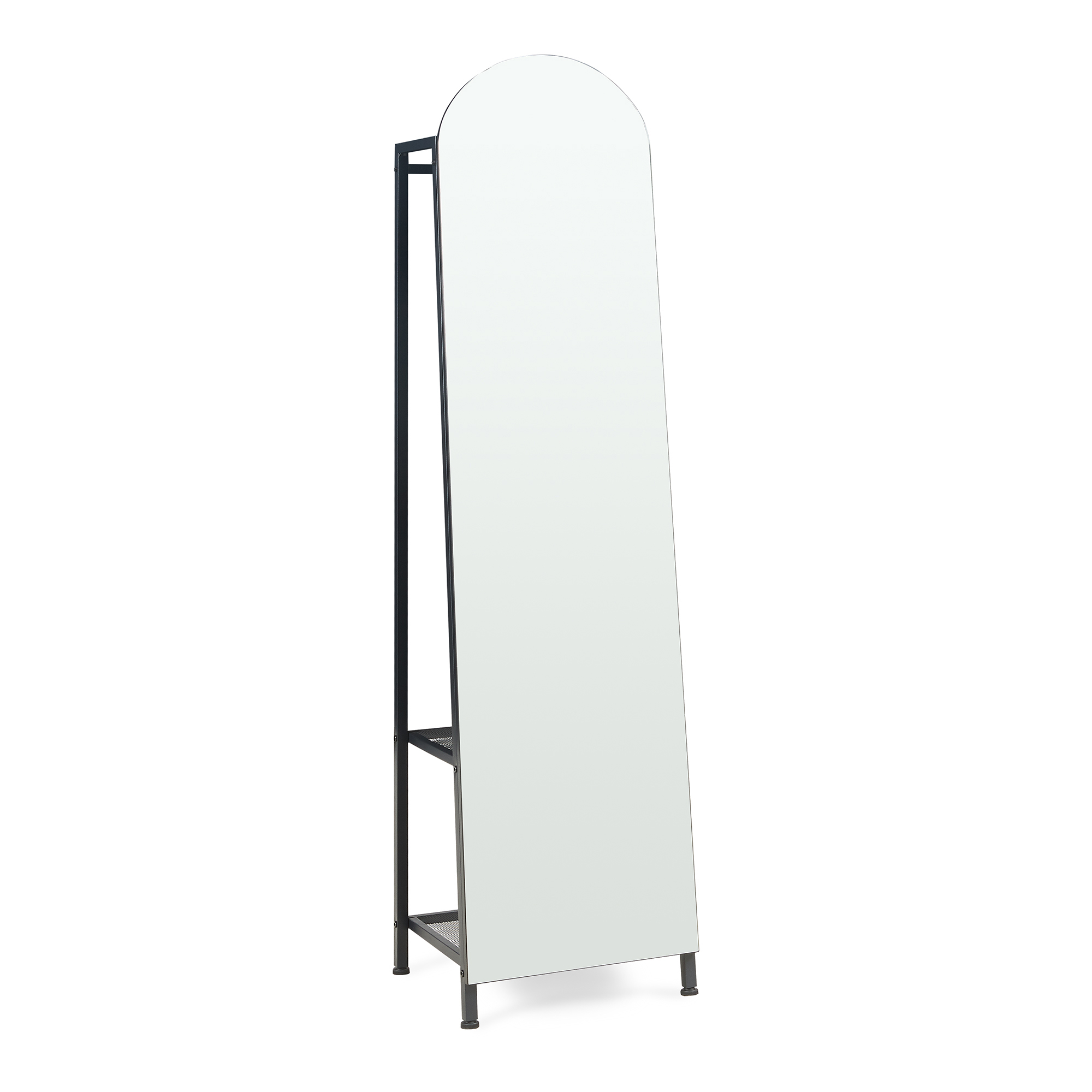 Espejo de pie y perchero 2 en 1 frenraby 165x40x35 cm - negro [en.casa]