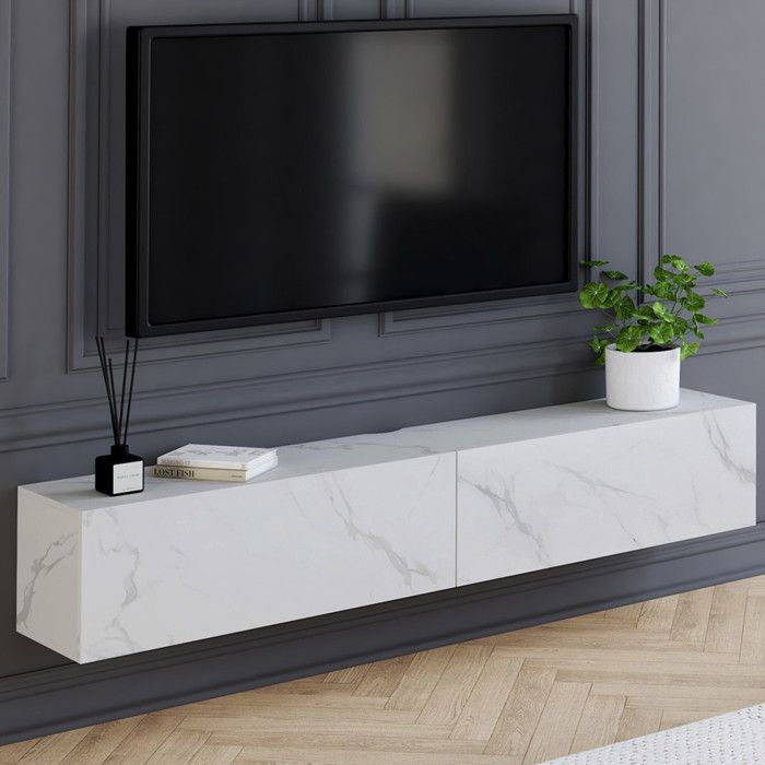 Id market mueble de tv elio 2 puertas 180 cm blanco suspendido
