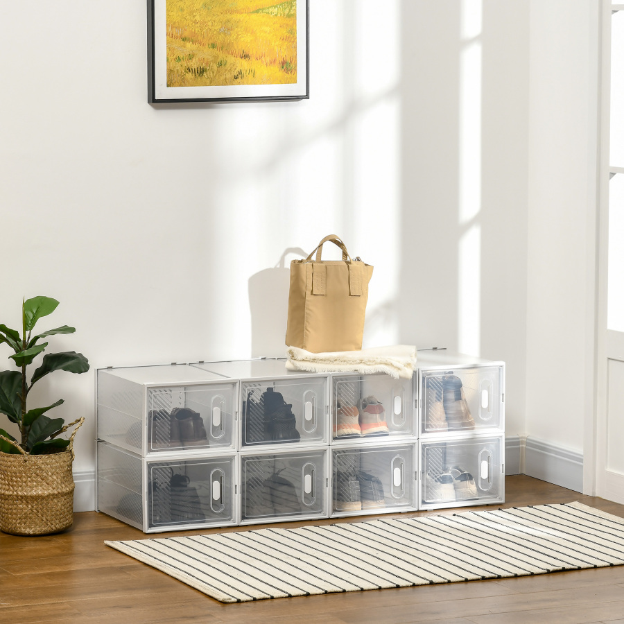 Estantería para zapatos modular 8 compartimentos transparente 21x36x28cm