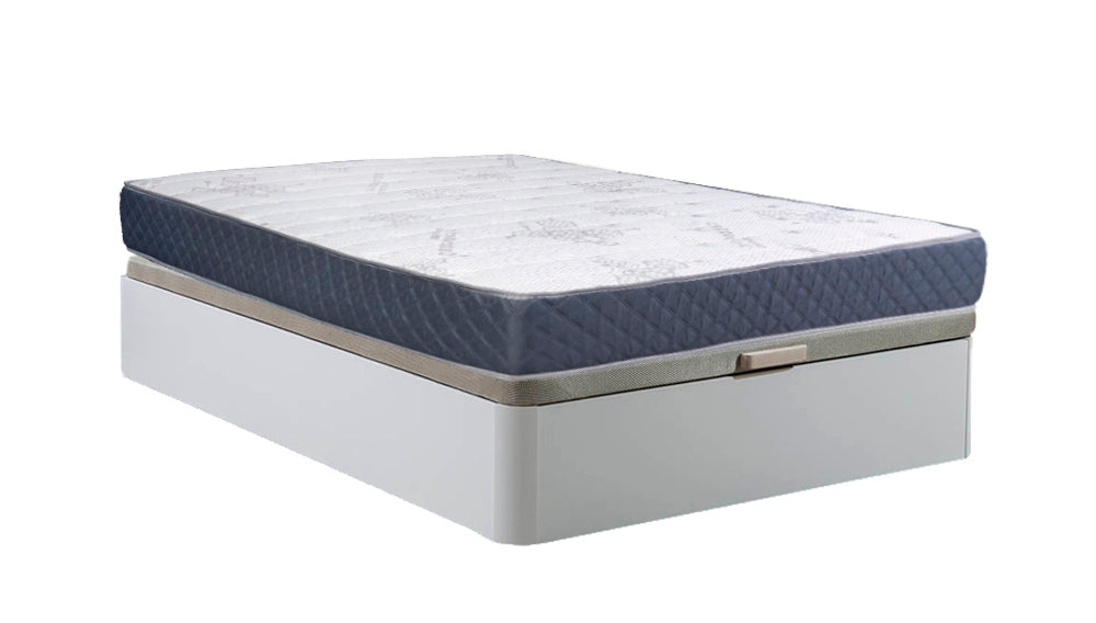 Cama canape abatible atenas blanco 150x190 cm + colchon viscoelastico de