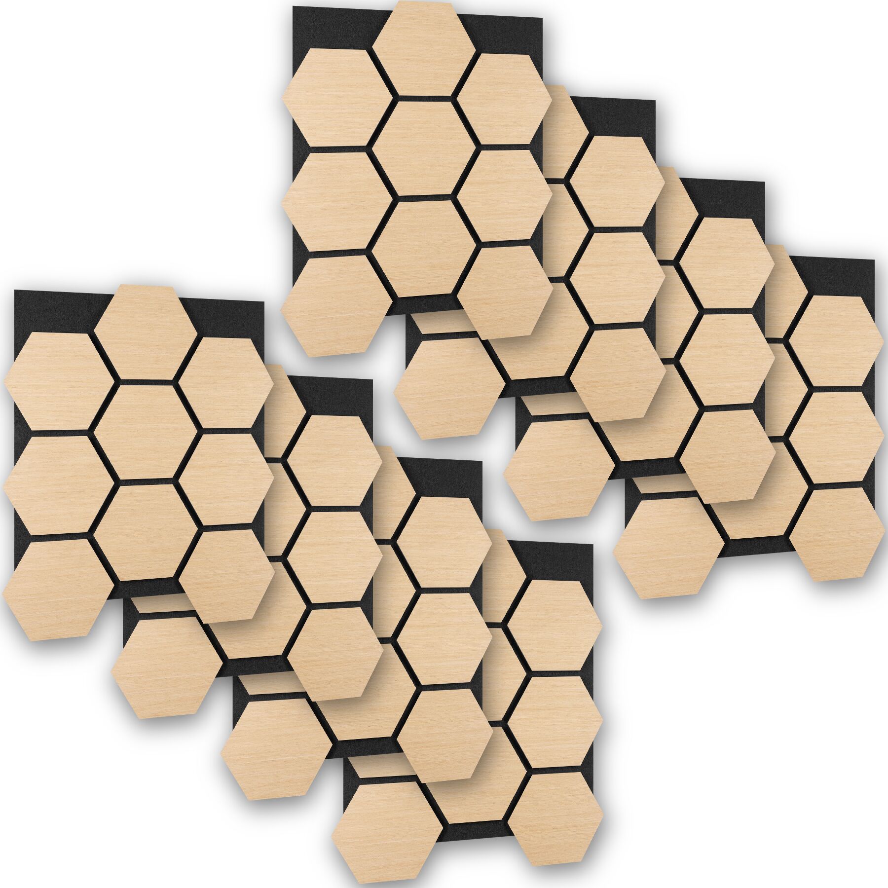 Tectake 8 paneles de pared, mdf, fieltro absorbente, 76x62x1,8 cm, roble