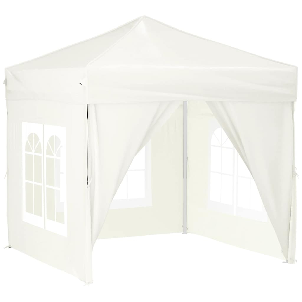 vidaXL carpa para fiestas plegable con paredes laterales crema 2x2 m