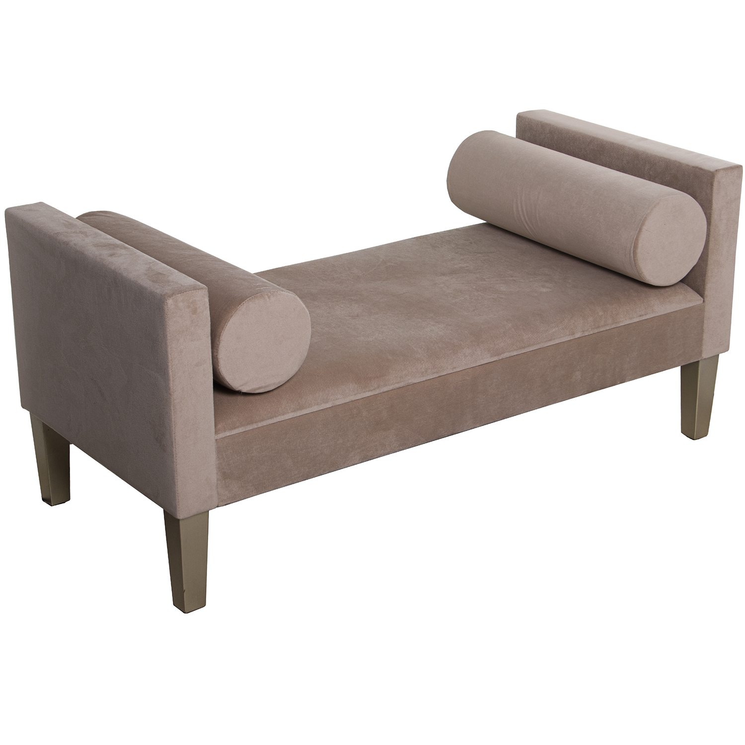 Banqueta pie de cama madera, tela crema poliester