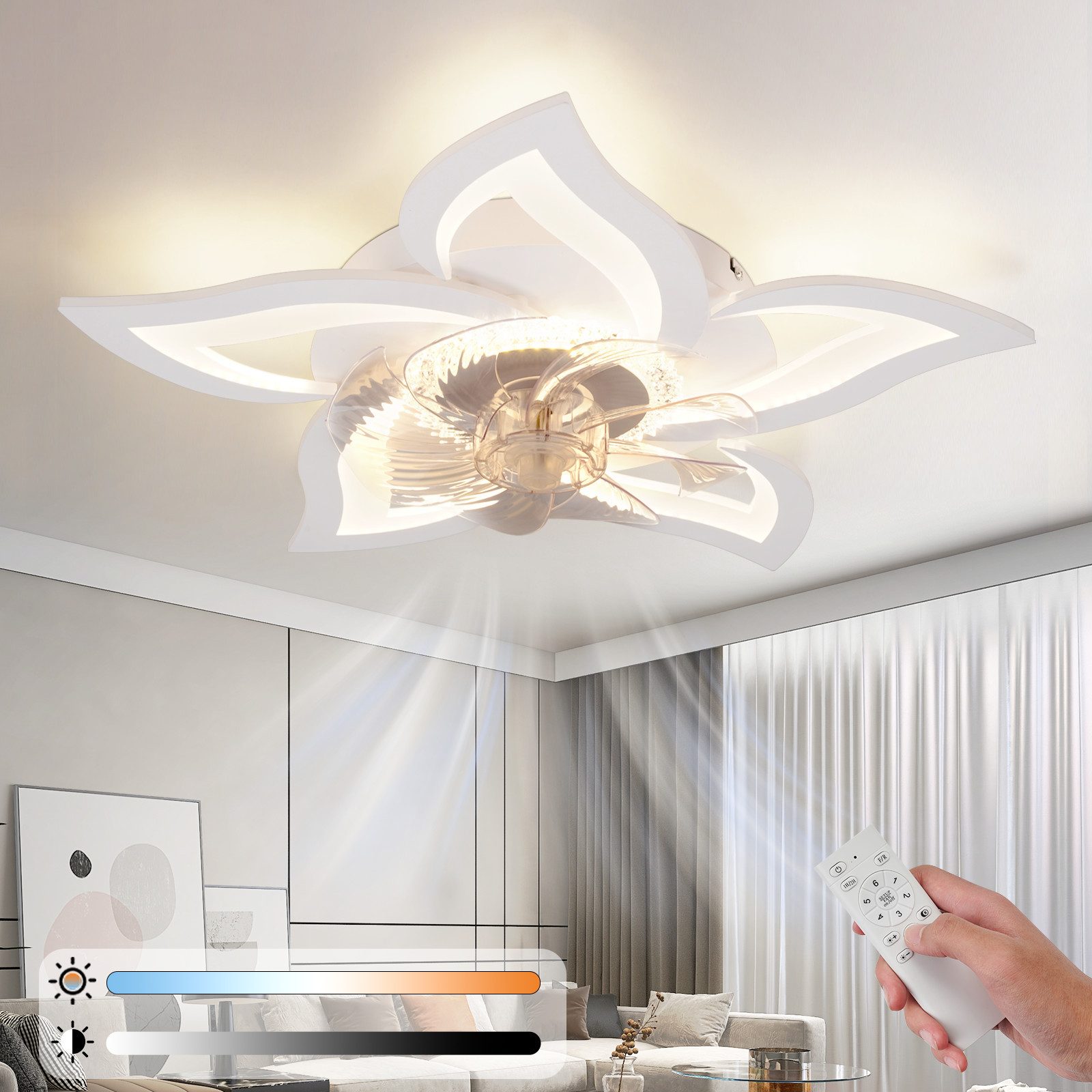 Nettlife ventilador de techo con luz LED integrado blanco 62x62