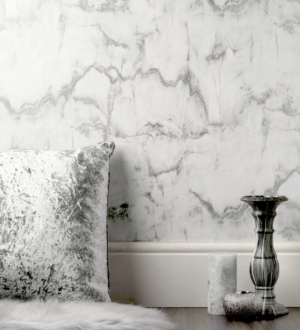 Papel pintado gaulan lavable l mármol blanco con vetas 5.23m²