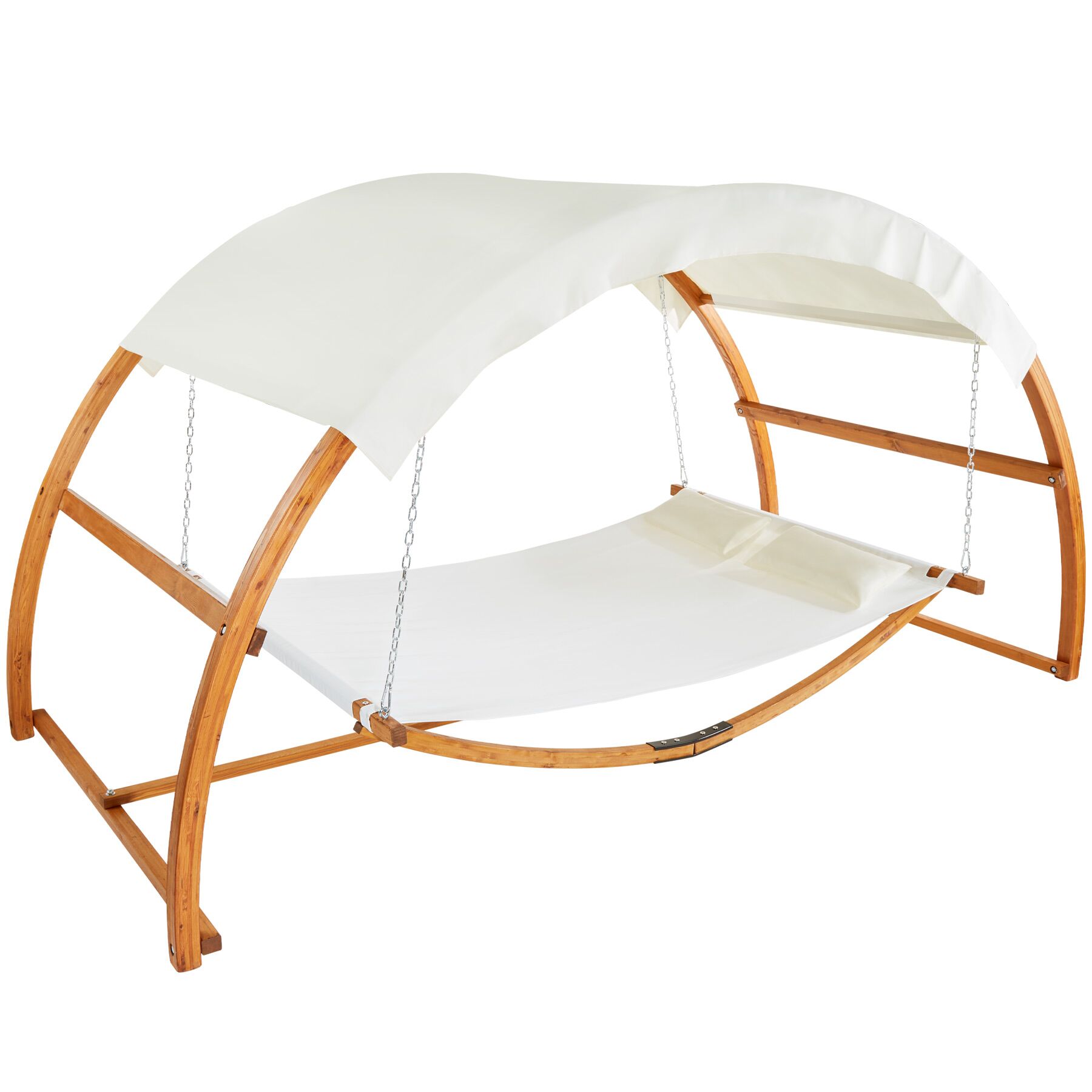 Hamaca doble, 2 cojines, resistente y lavable, 328 x 160 x 171,5 cm