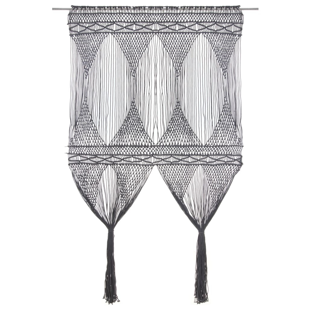 vidaXL cortina de macramé algodón gris antracita 140x240 cm