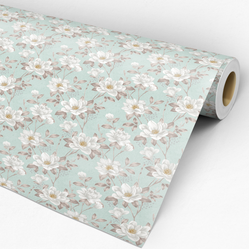Papel pintado floral margaritas blancas 60cm por 250cm