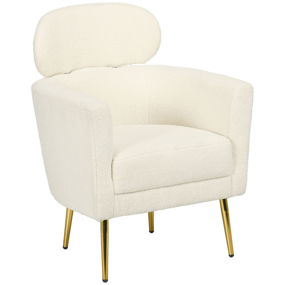 Sillón de salón 71x65x90 cm poliéster, metal color beige Homcom