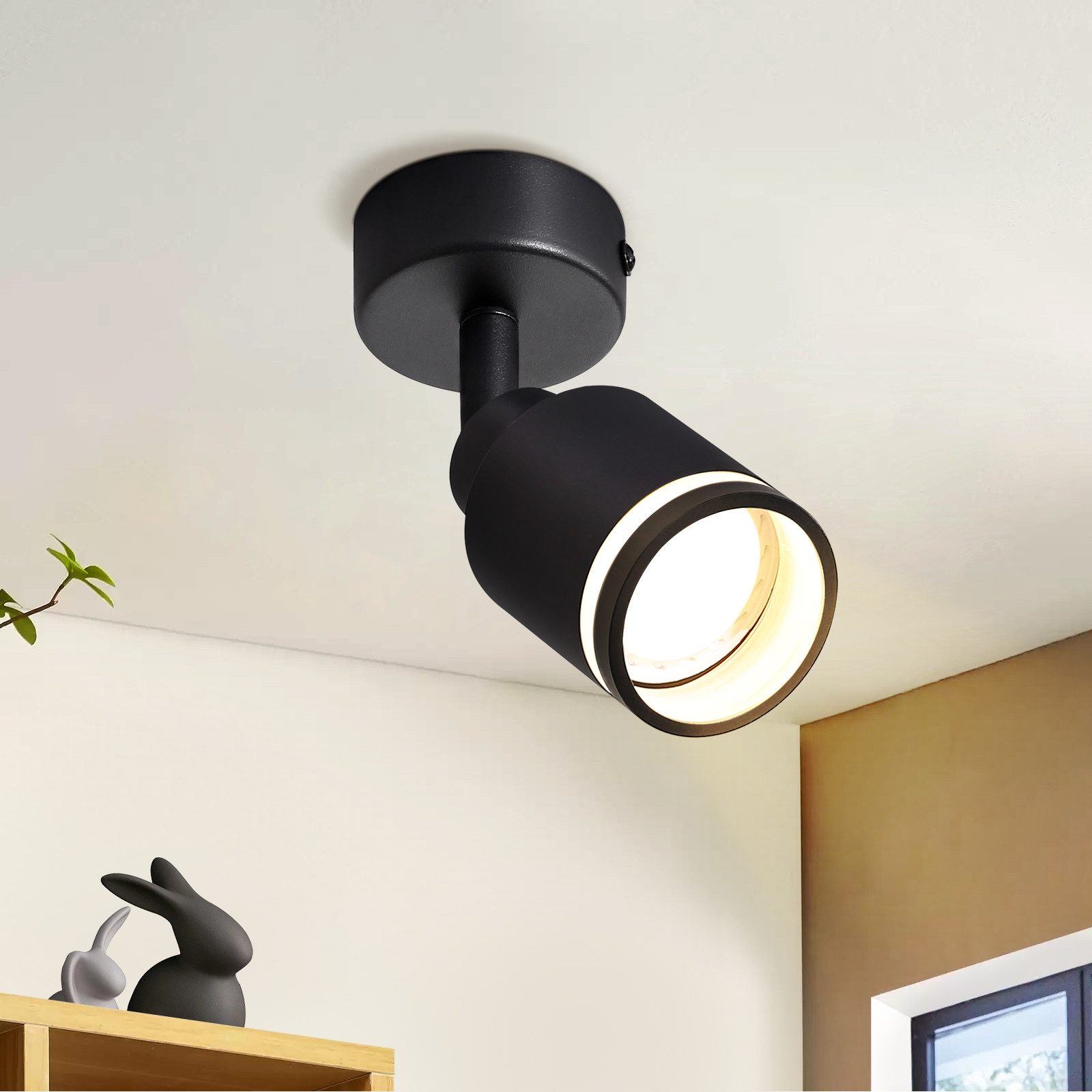 Nettlife lámpara de techo negro gu10 6x6
