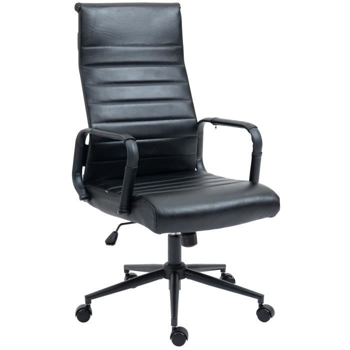 Silla de oficina ajustable - cuero negro - 1 ud