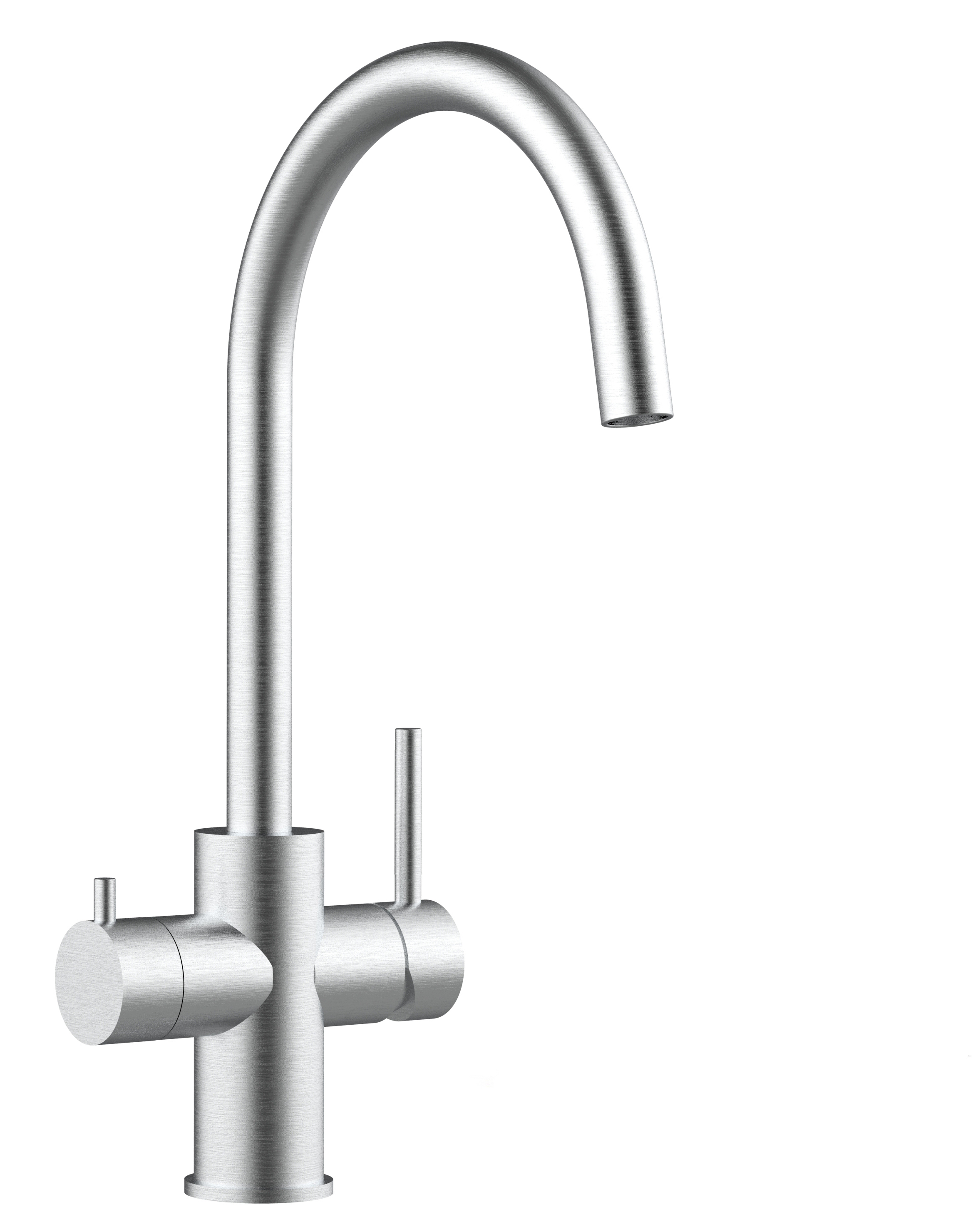 Grifo de cocina 5 vías acero inox cepillado caño U giratorio, FX