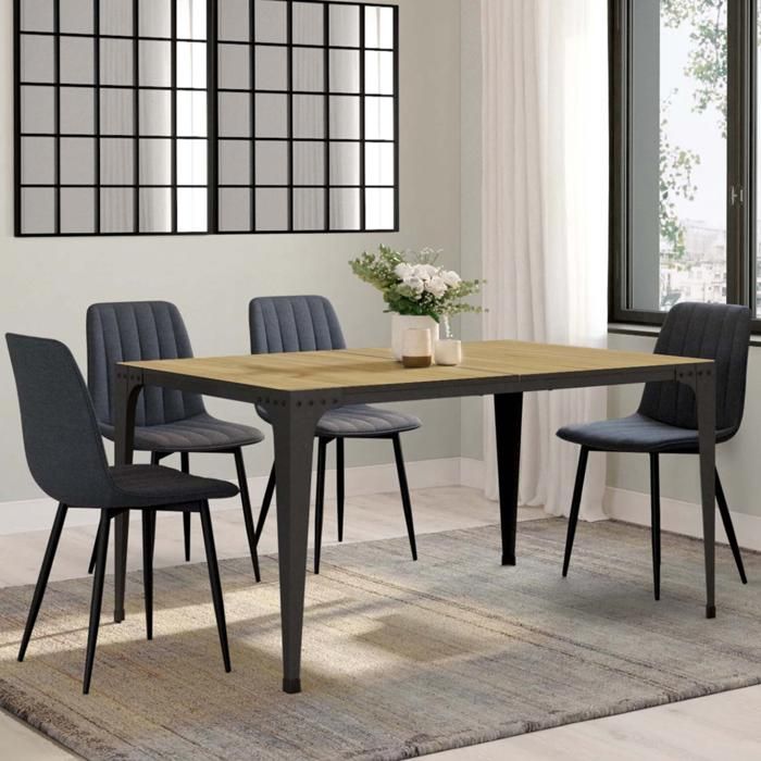 Mesa de comedor rectangular - madera metal - 150 cm