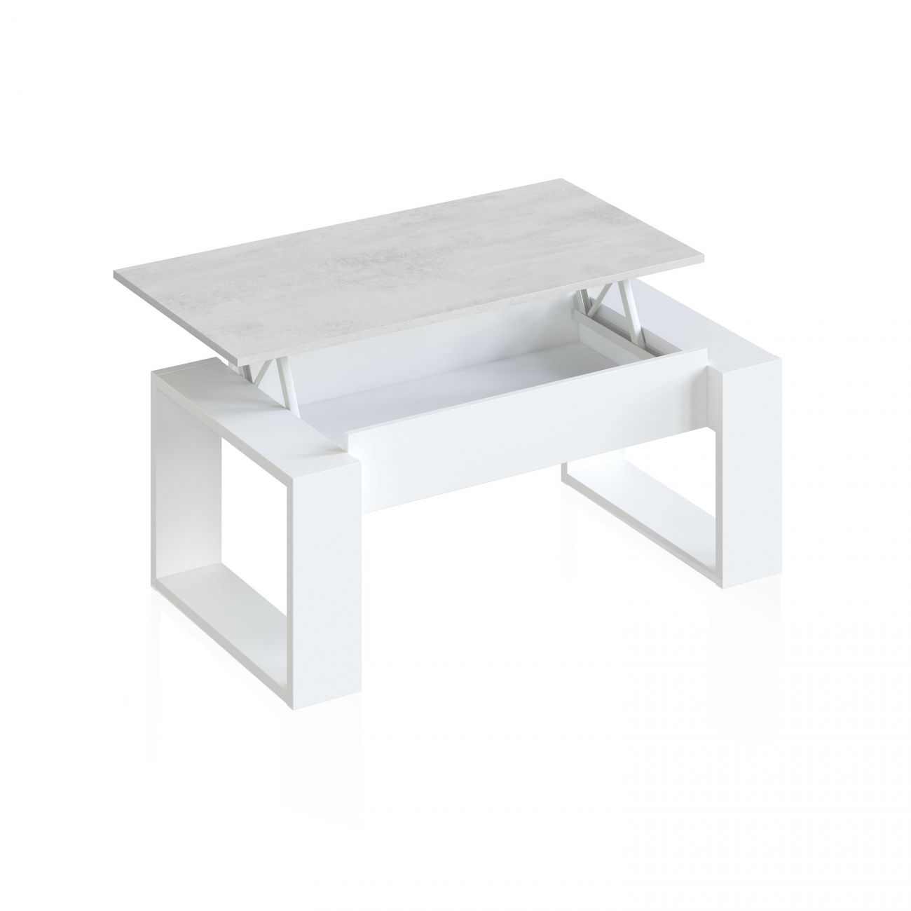 Mesa de centro elevable neo branco artik (branco mate) - cinzento cimento