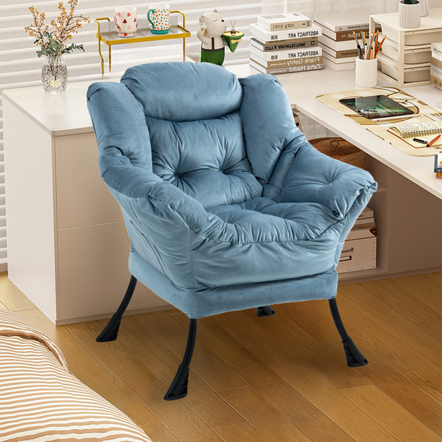Sillón relax metal azul claro bolsillo lateral dorm salón y balcón