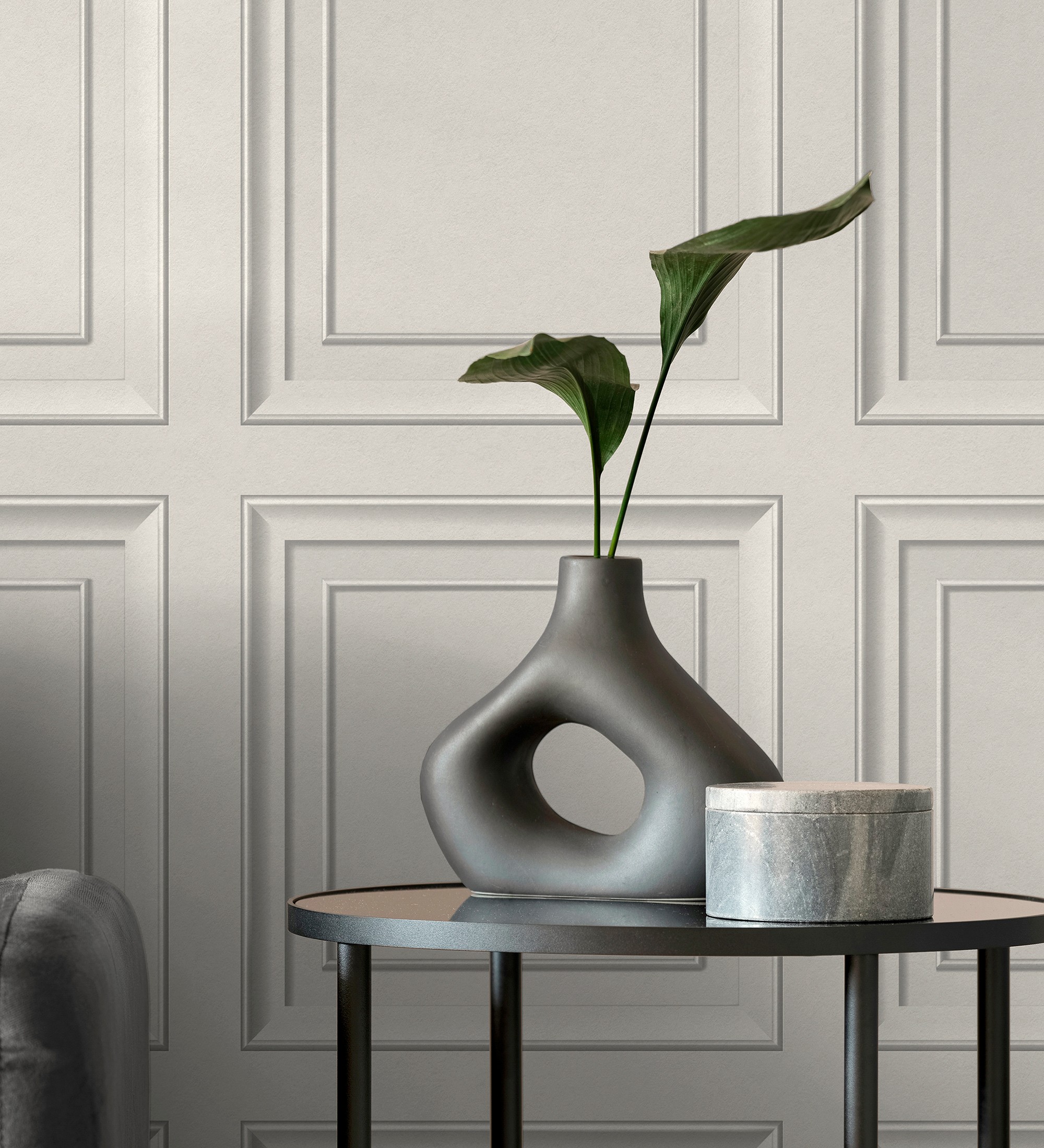 Papel pintado gaulan friso cuarterones de madera gris 5.23m²