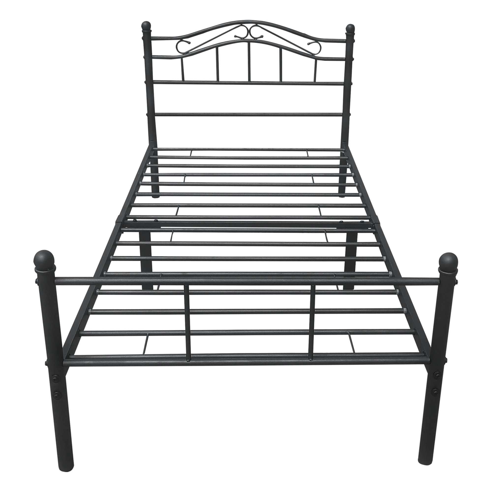 Cama individual florenz con cabecero, colchón y somier metal 120x200 negro