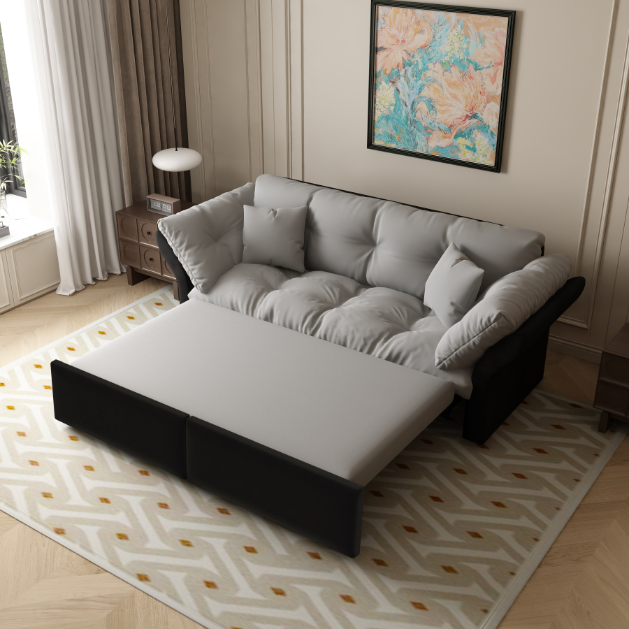Sofá cama 3 en 1 terciopelo gris claro 3 plazas