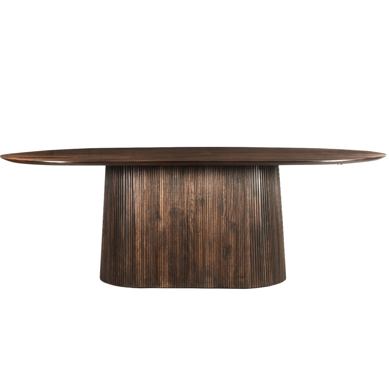 Sienne-mesa de comedor ovalada 8 personas 200 cm marron