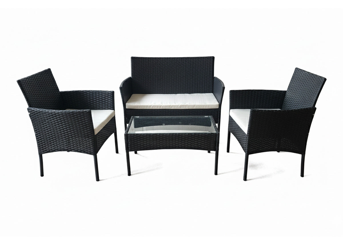 Conjunto sofa + mesa + 2 sillas de ratan pe. Muebles de jardin y terraza