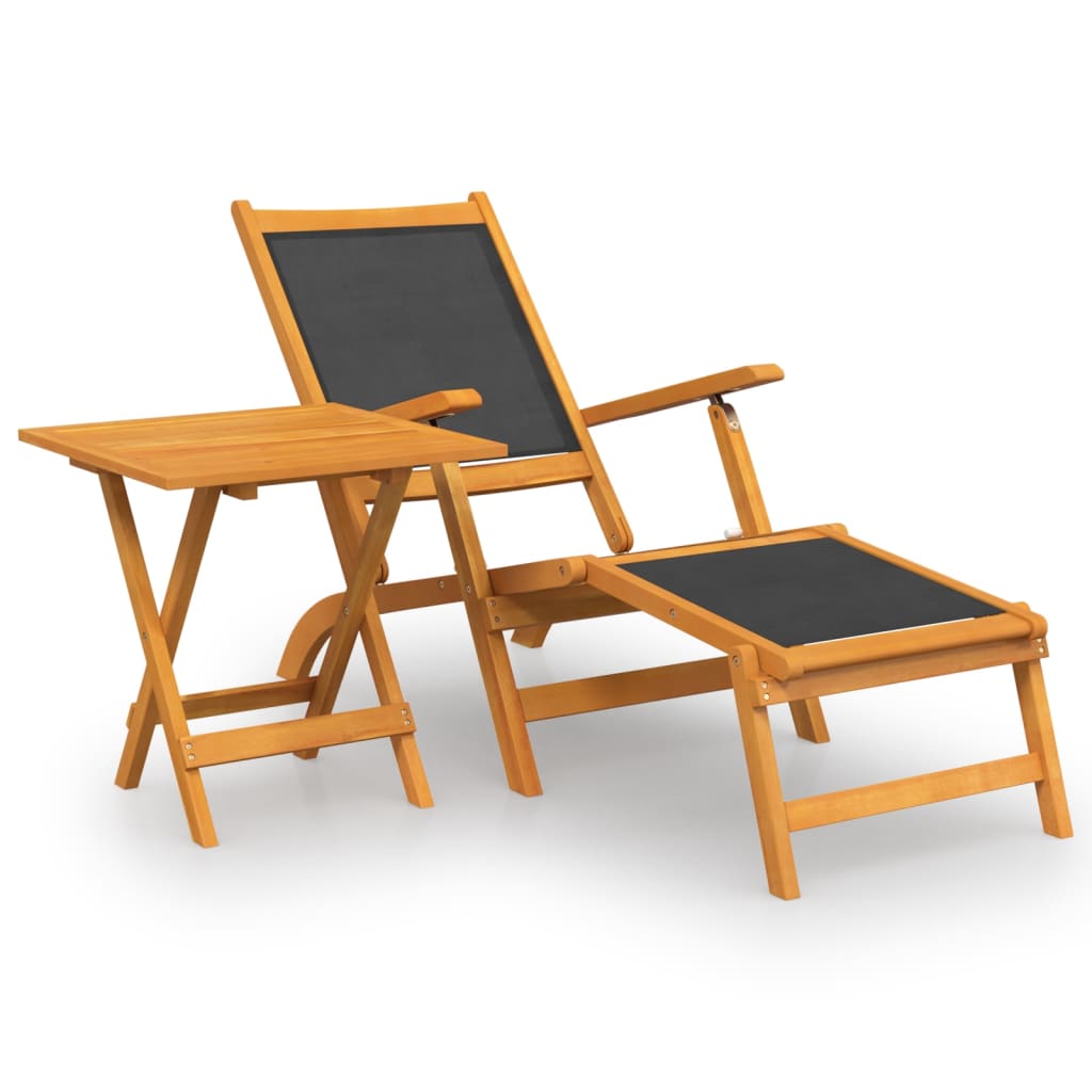 Chaise longue de exterior con mesa de acacia 141