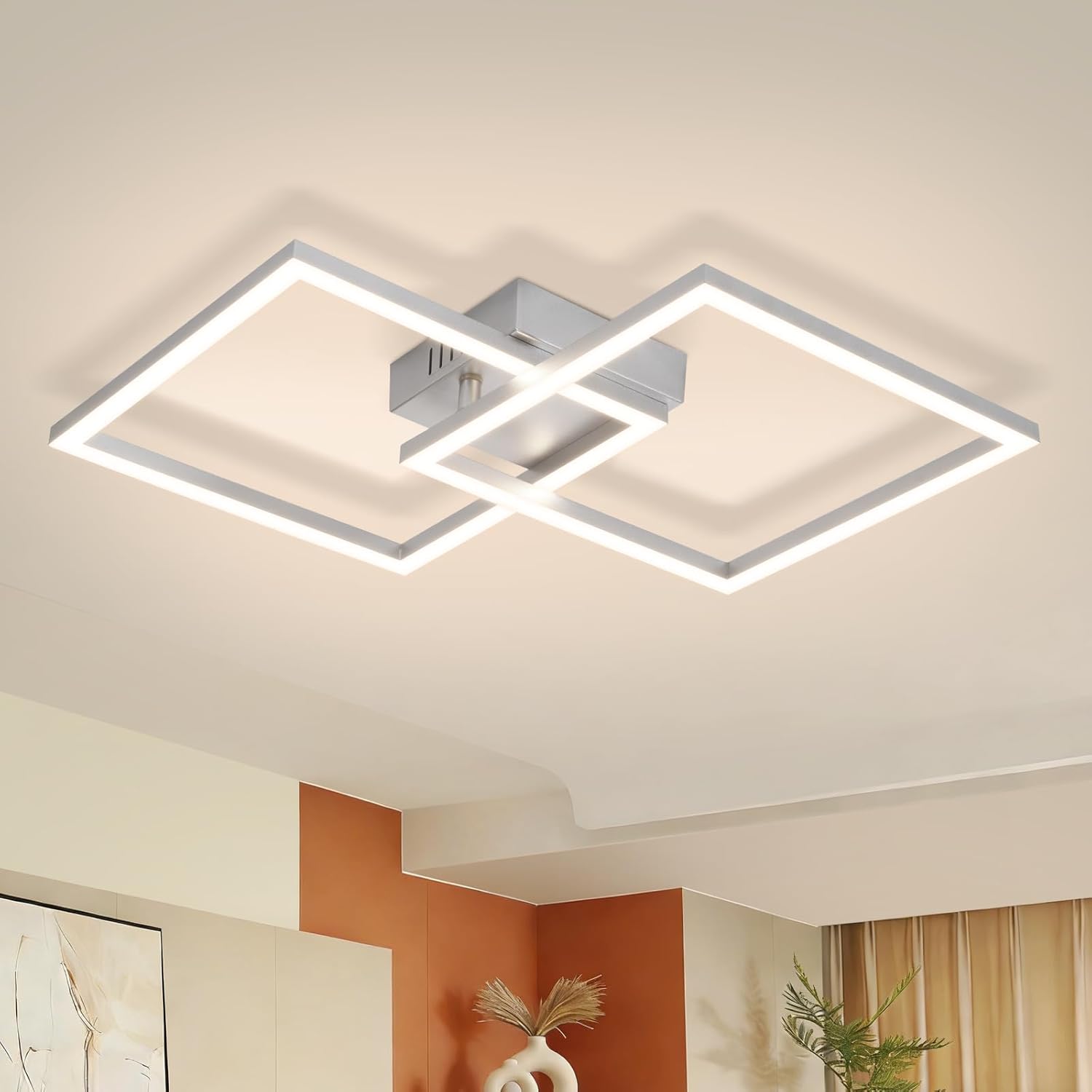 Nettlife lámpara de techo LED integrado plateado 34.5x34.5