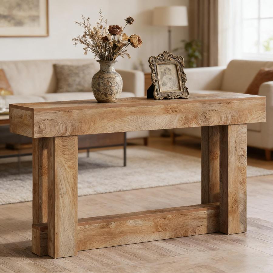 Mesa consola para recibidor y sofá madera marrón 160x30cm
