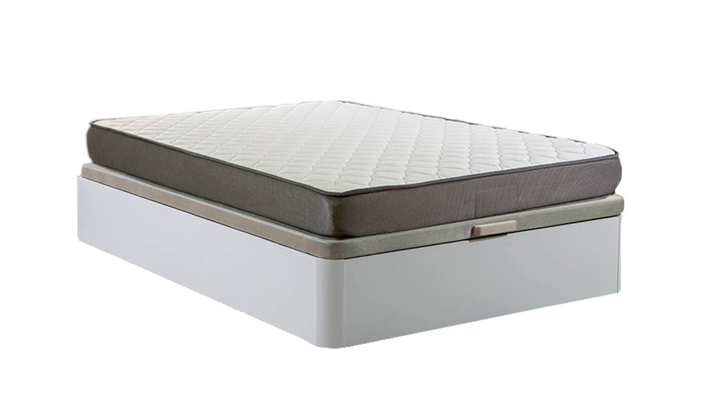 Cama canape abatible blanco 150x190 cm + colchon basico de 17 cm (+/-)