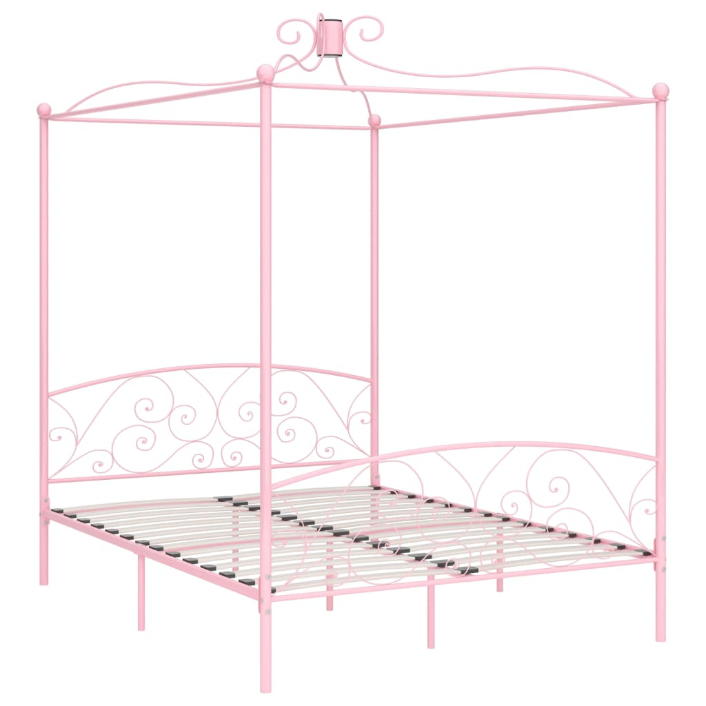 vidaXL estructura cama con dosel sin colchón metal rosa 160x200 cm