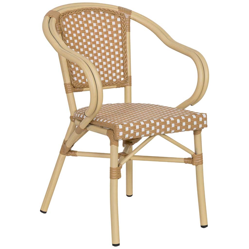 Silla de ratán sintético crema 57x57x84cm