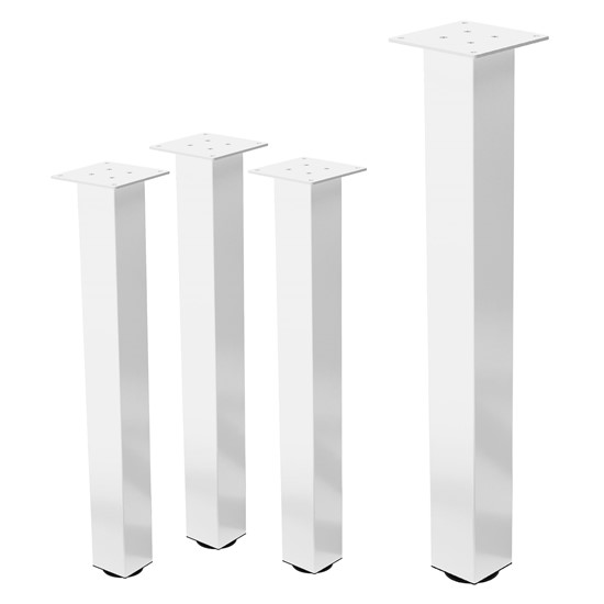 Set 4x patas de mesa 72 cm regulables de acero 8x8 cm blanco brillante