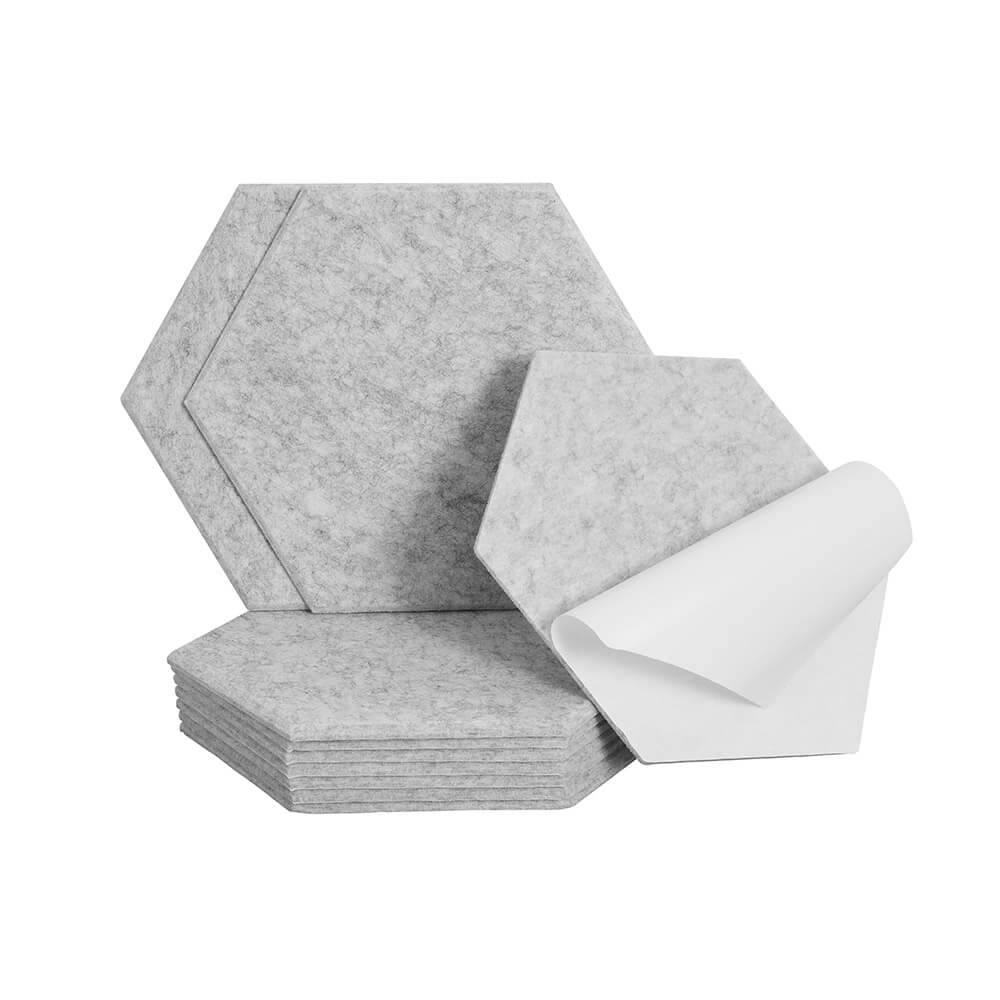 Paneles acústicos hexagon autoadhesivos silent - lote de 15 gris claro
