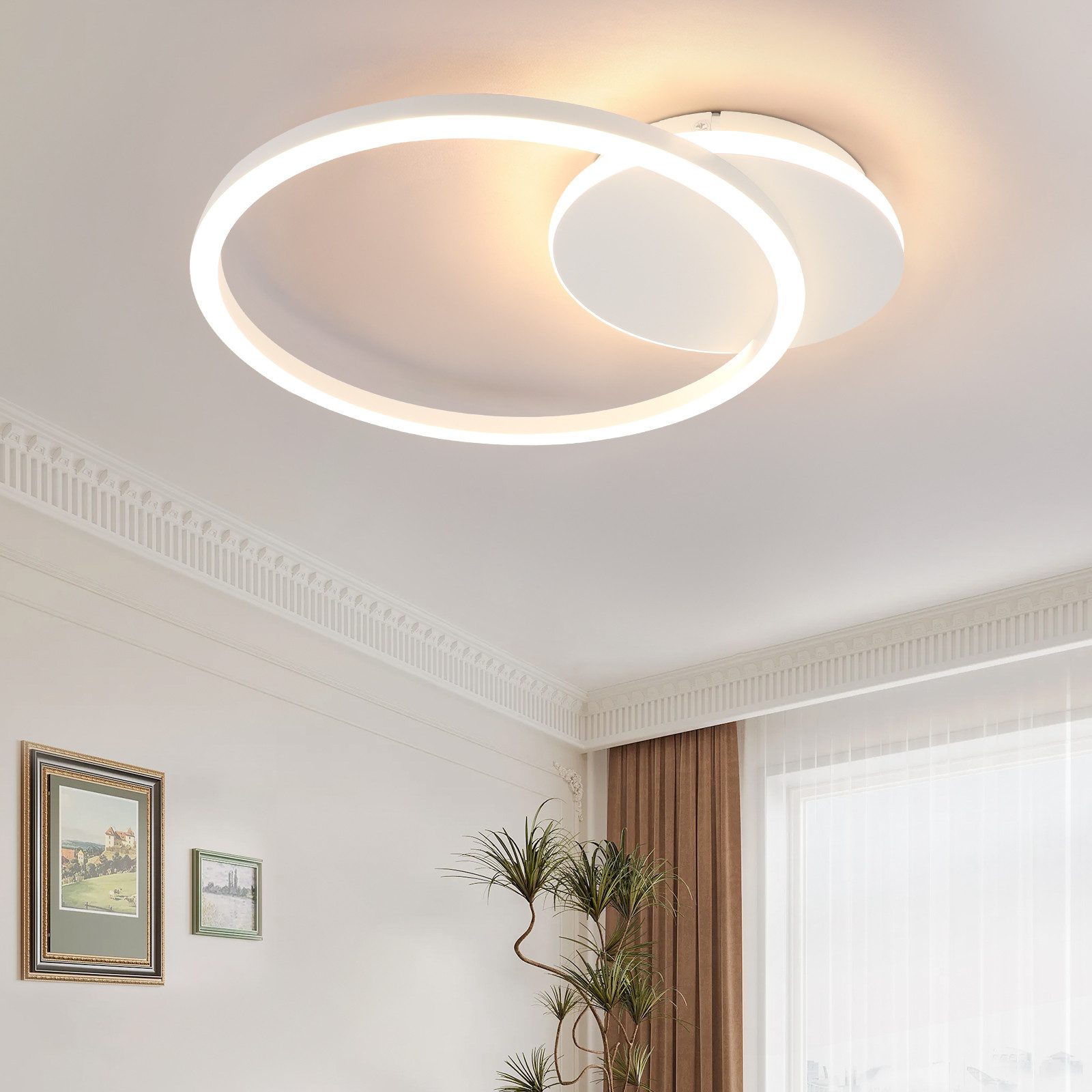 Nettlife lámpara LED , 24 w, color negro, moderna, 2 anillos, 3000 k,