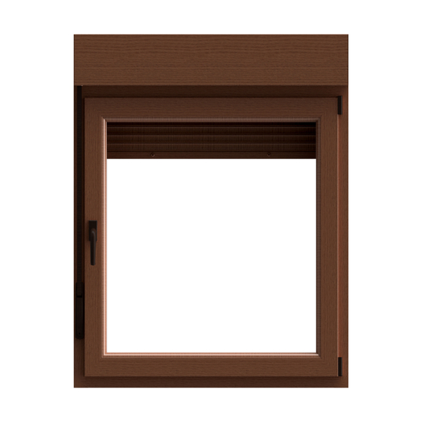 Ventana PVC oscilobatiente persiana roble 117x80 cm