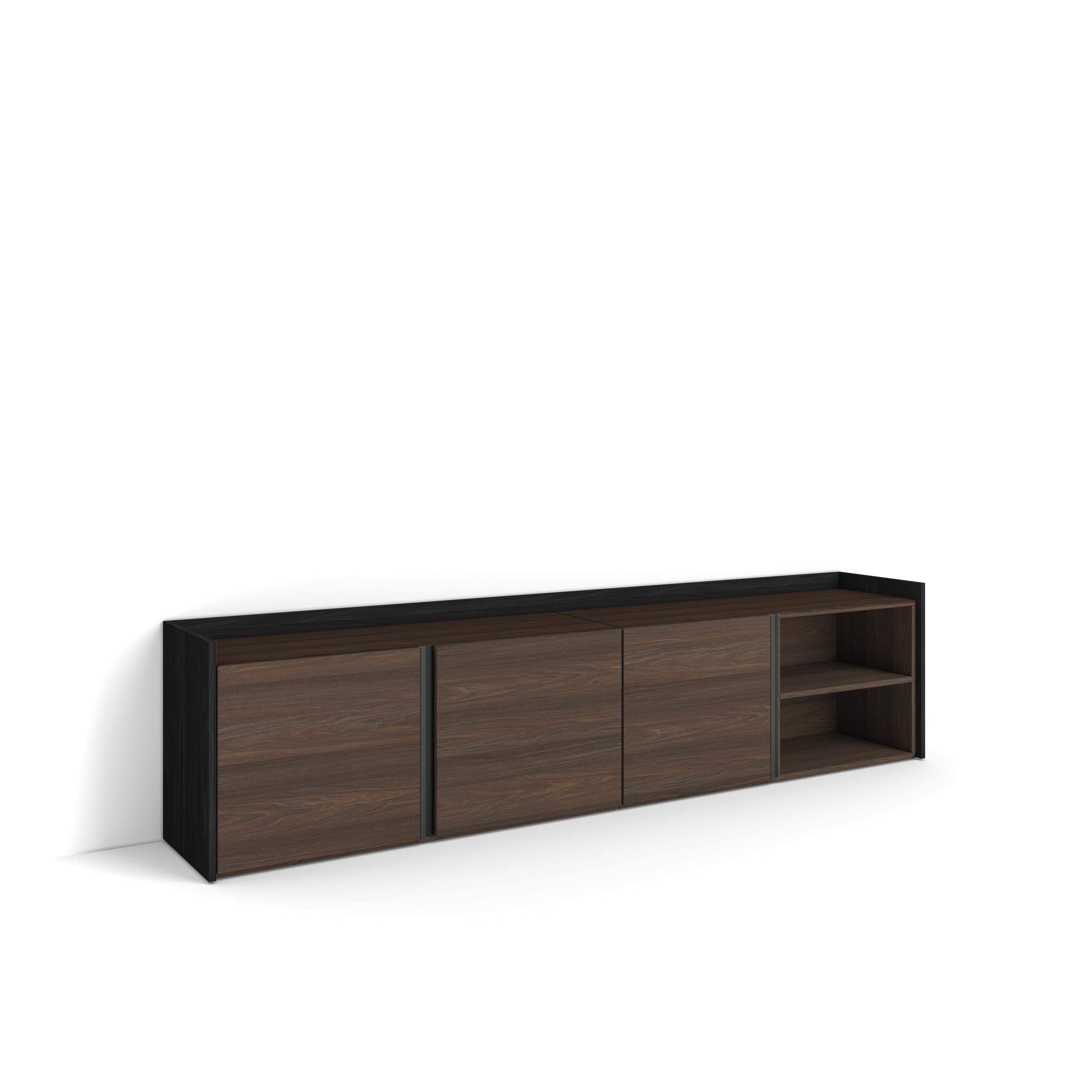 Mueble tv, 207x35x50cm, roble oscuro y negro rf4577