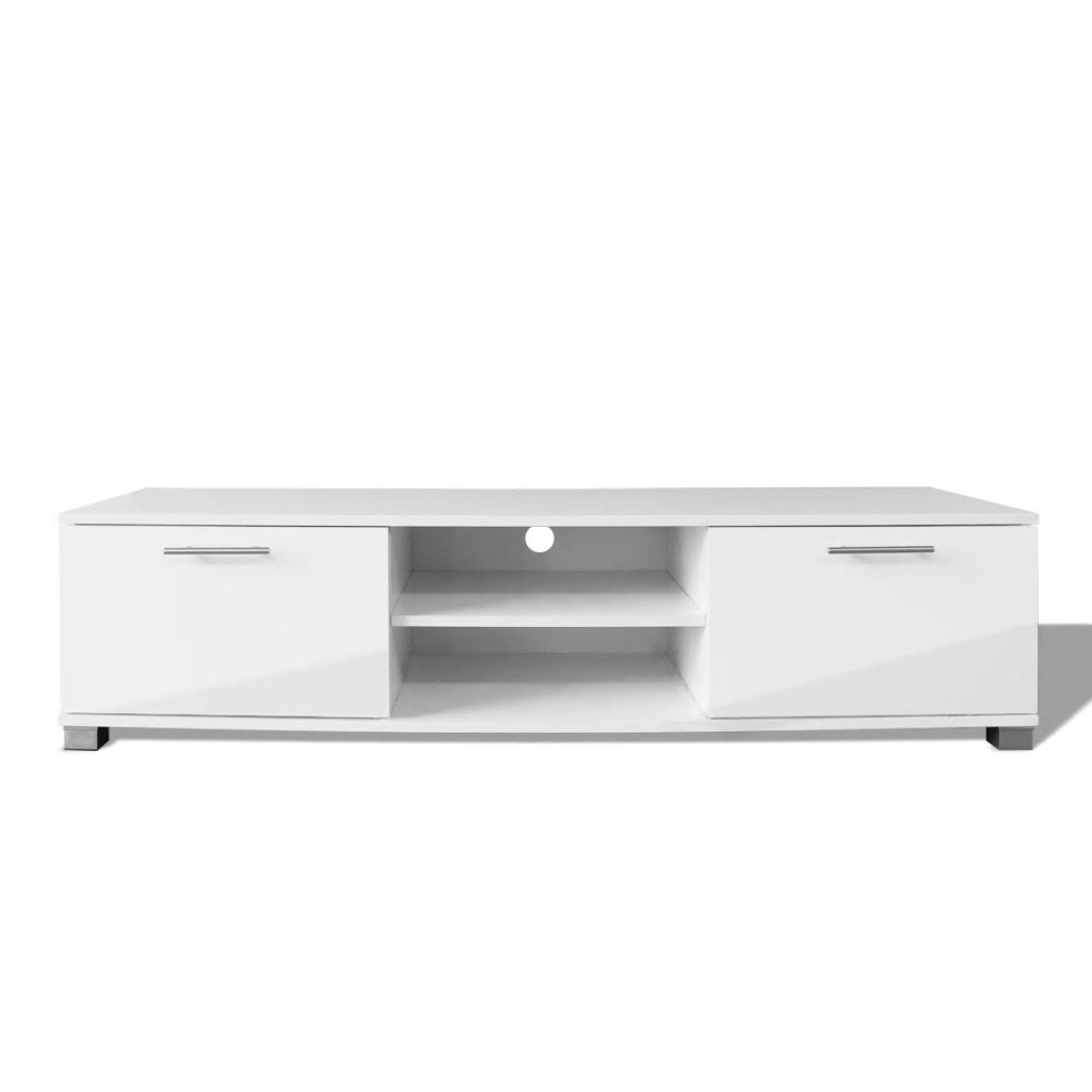 Mueble de televisión diseño práctico brillante blanco 120 cm