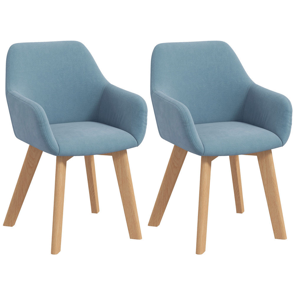 Sillas de comedor 54x57x80 cm terciopelo, madera de caucho color azul