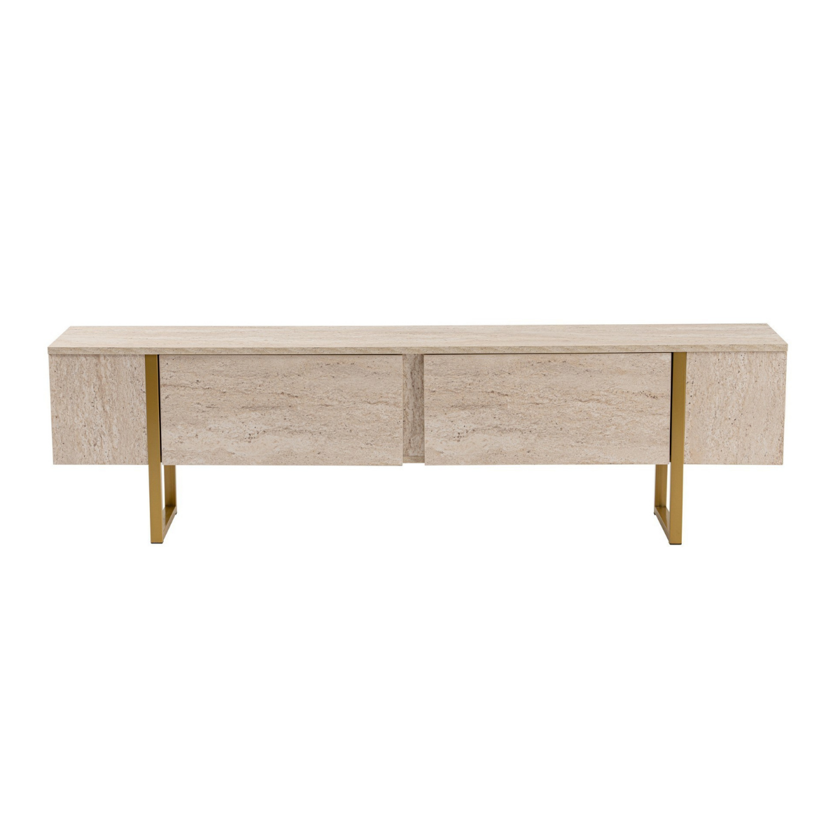 Mueble de tv con 2 puertas abatibles l180 cm - efecto nogal y negro