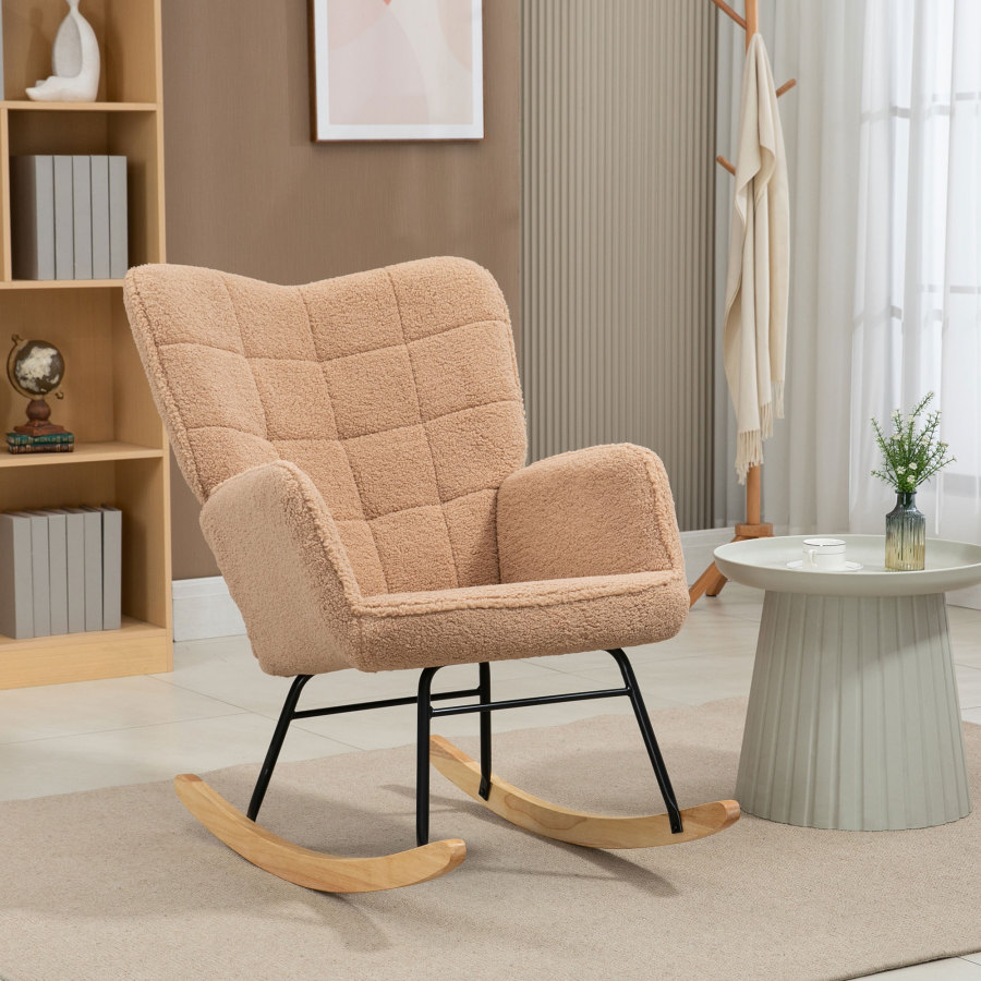 Sillón mecedor tapizado en poliéster marrón para dormitorio y salón 1 plaza