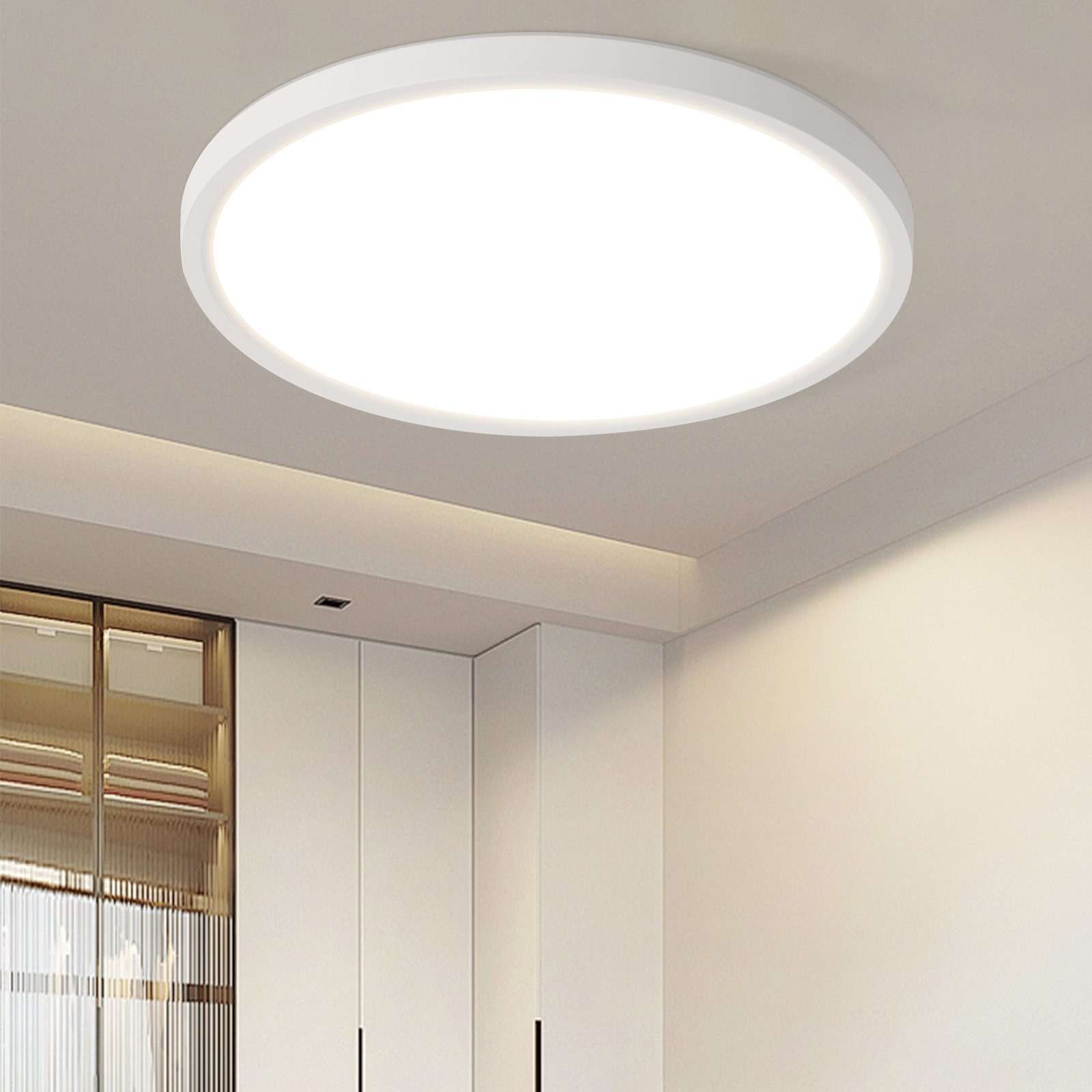 Nettlife lámpara de techo LED baño plano 30cm 24w lámpara de techo blanca