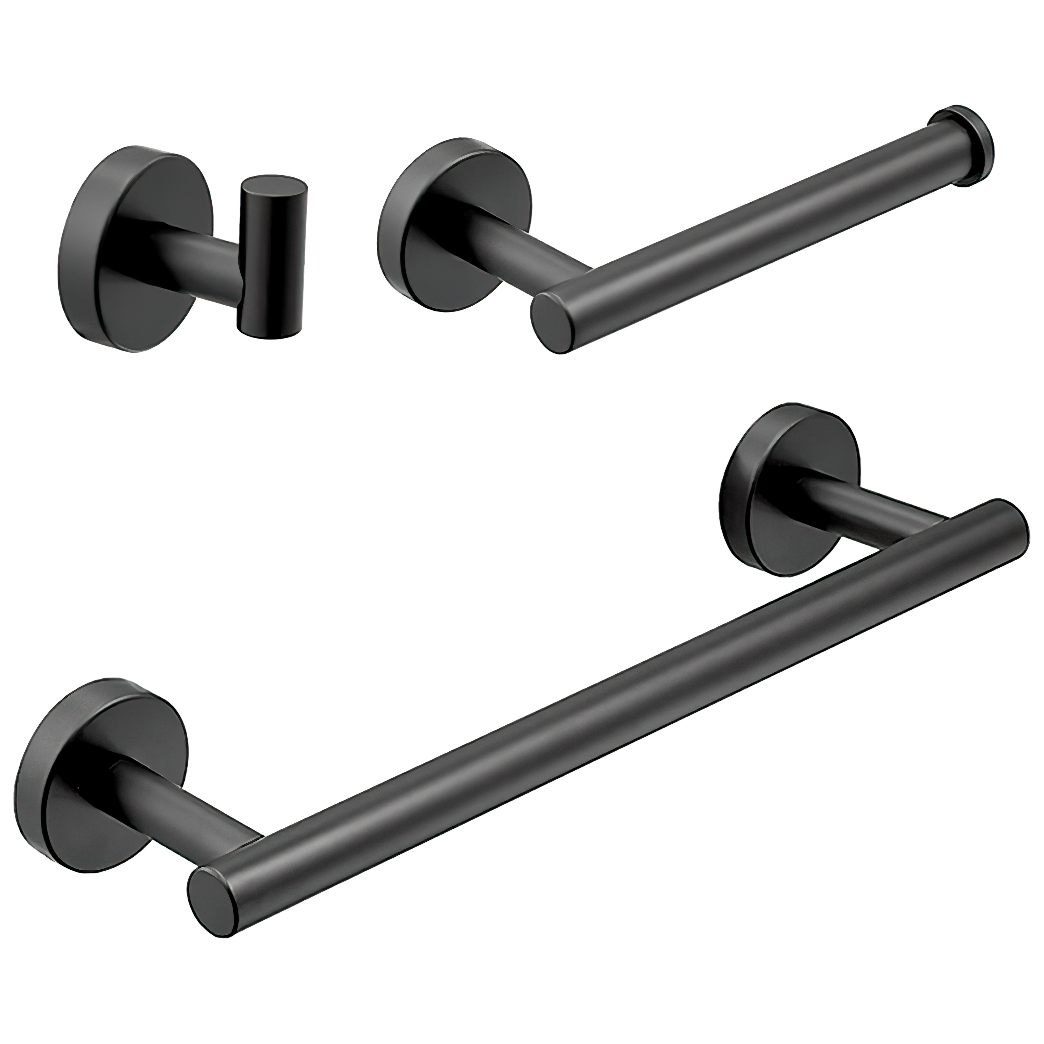 Valaz accesorios de baño en negro mate toallero 40cm+1percha+portarollos