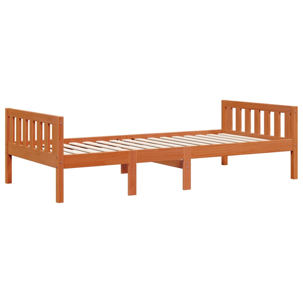 vidaXL cama para niños sin colchón madera maciza pino marrón 90x190 cm
