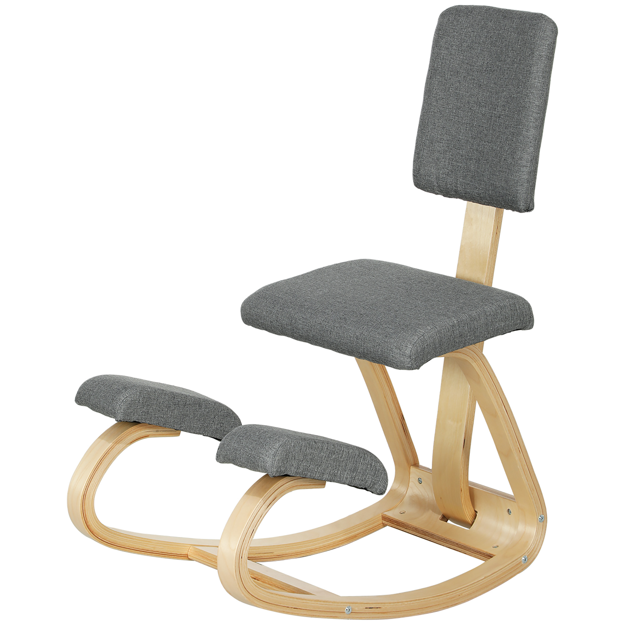 Silla de oficina madera de abedul gris 84x51x93 cm