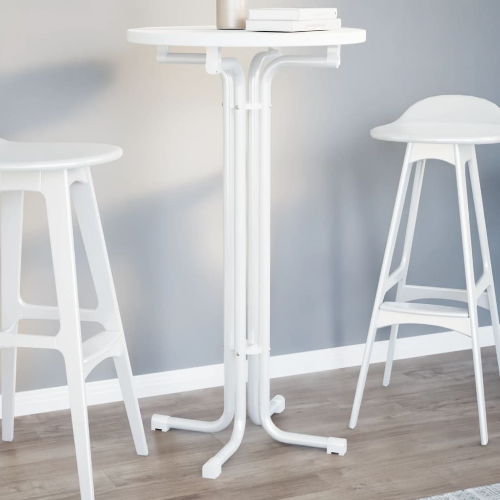 Mesa alta de comedor madera ingeniería y acero blanco ø60x110cm oif725200