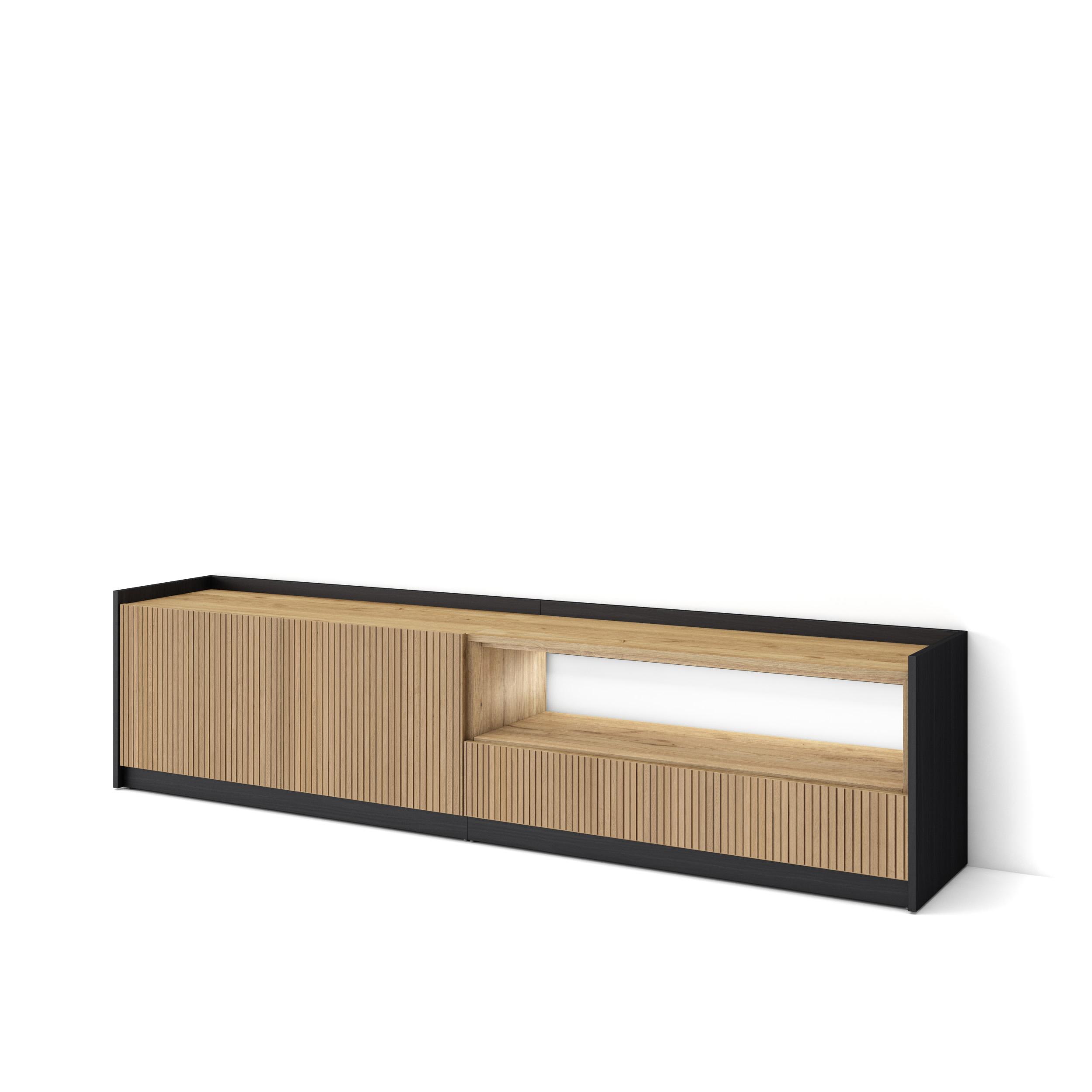 Mueble tv, televisión, roble y negro, LED